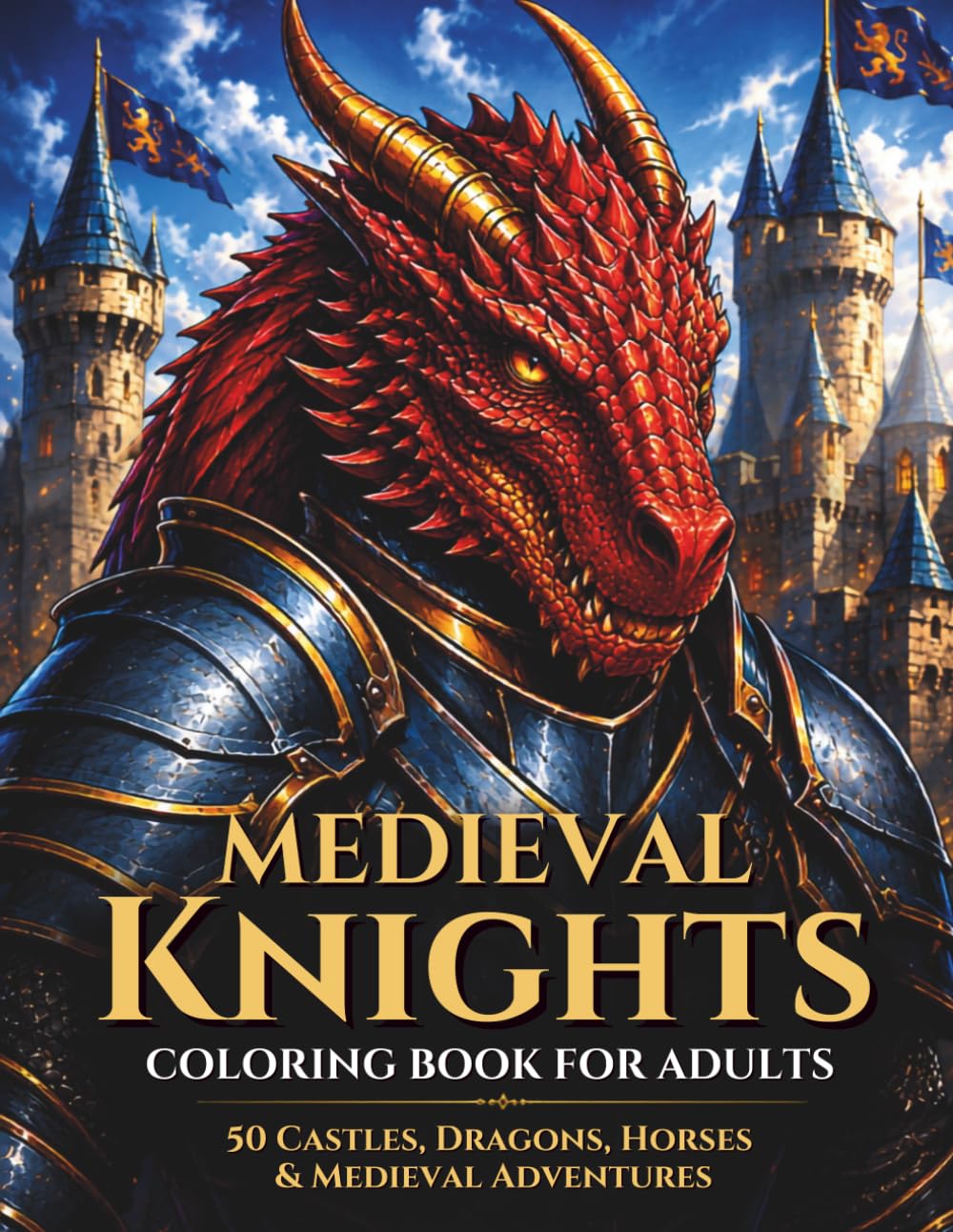 Medieval Knights Coloring Book for Adults: Castles, Dragons, Horses & Medieval Adventures