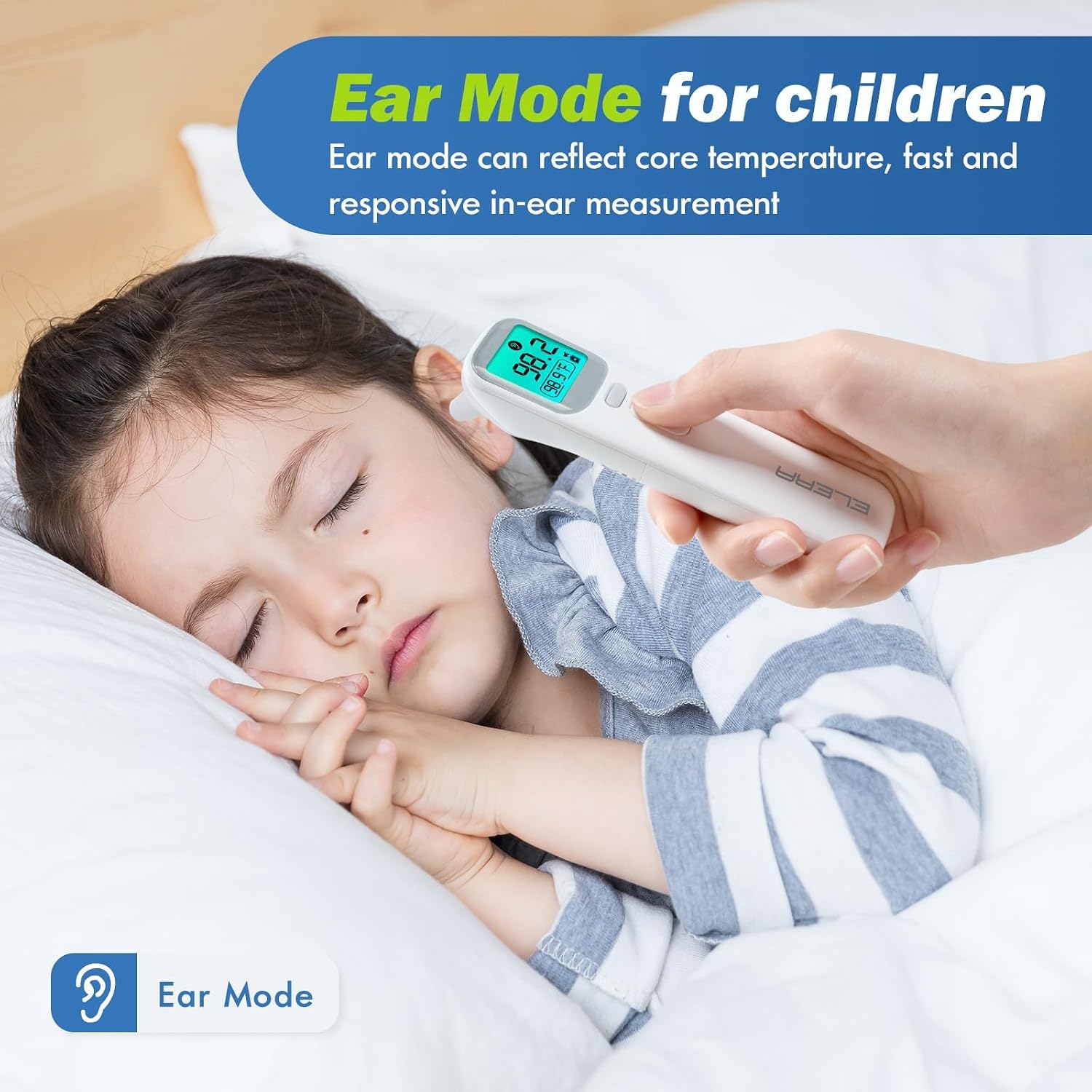 Elera Ear Thermometer for Kids, Baby Thermometer with Forehead and Ear Mode for Adults, Infant, Kids and Toddler, Touchless and 1 Second Reading with Fever Alarm and Mute Function - Image 2