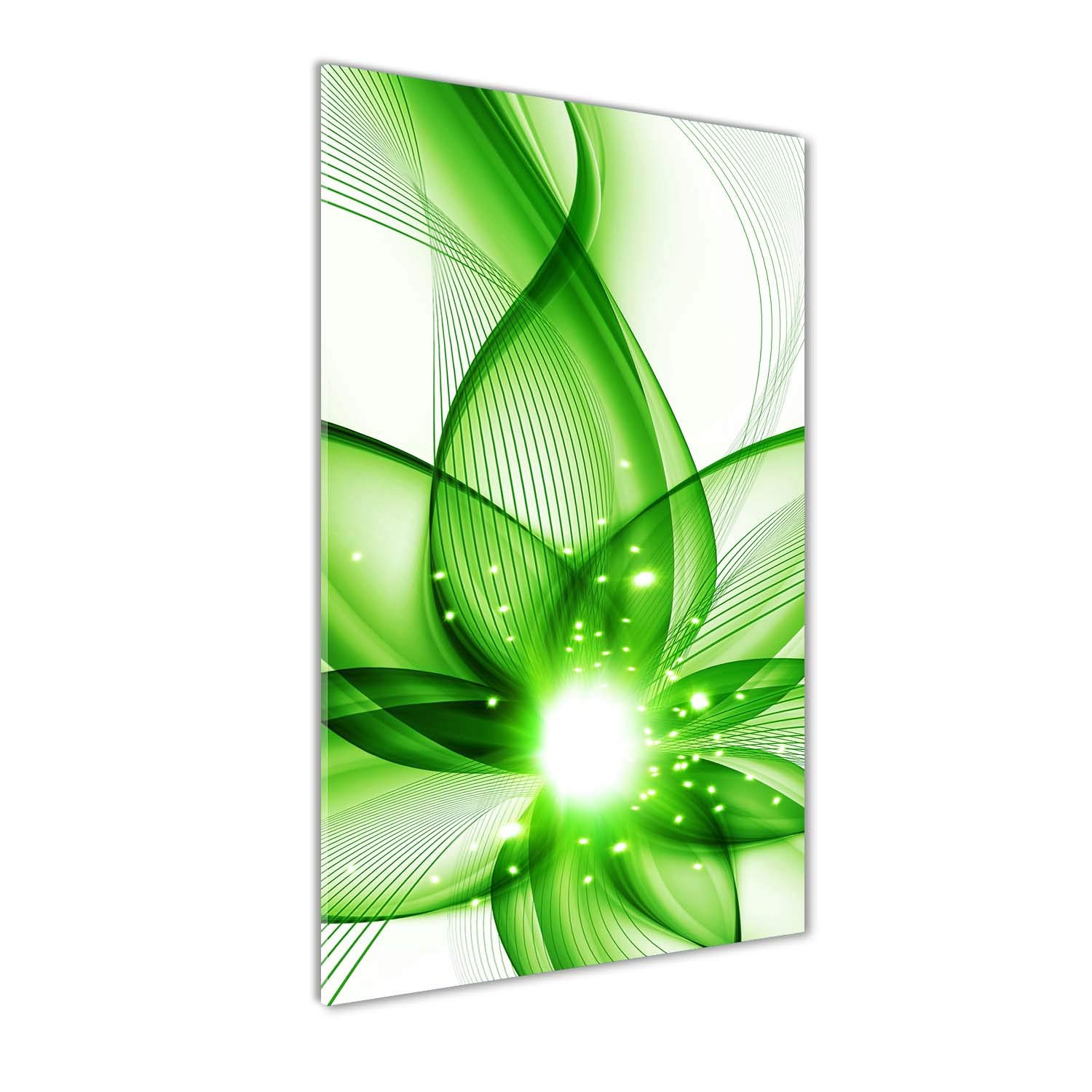 Peinture sur verre trempé 70x140cm pour salon, grand tableau abstrait design chic et lumineux