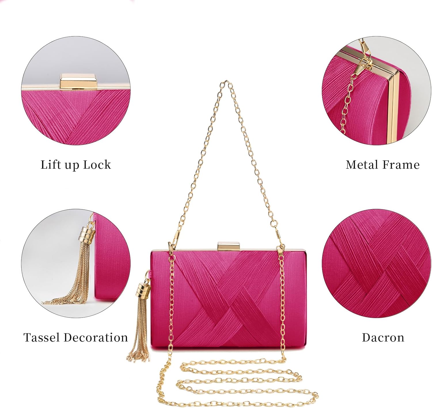 Clutch Purses For Women Tassel Evening Clutch bag Cross Body & Shoulder Bag For Wedding Night out Party - Image 4