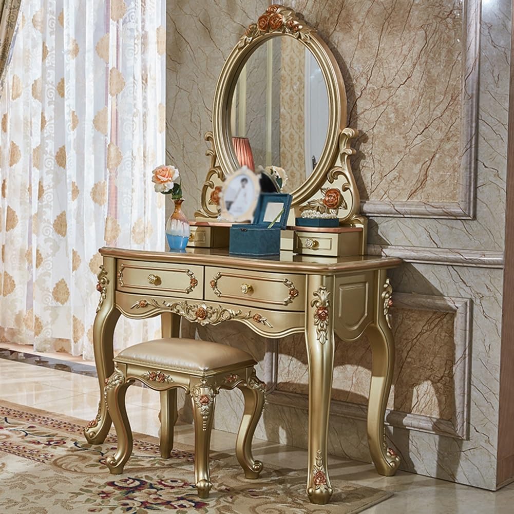 champagne dressing table Dressing Table in Champagne with Sintered Stone and Fluted Design, Luxury 1400mm Wide for BedroomHomary DE