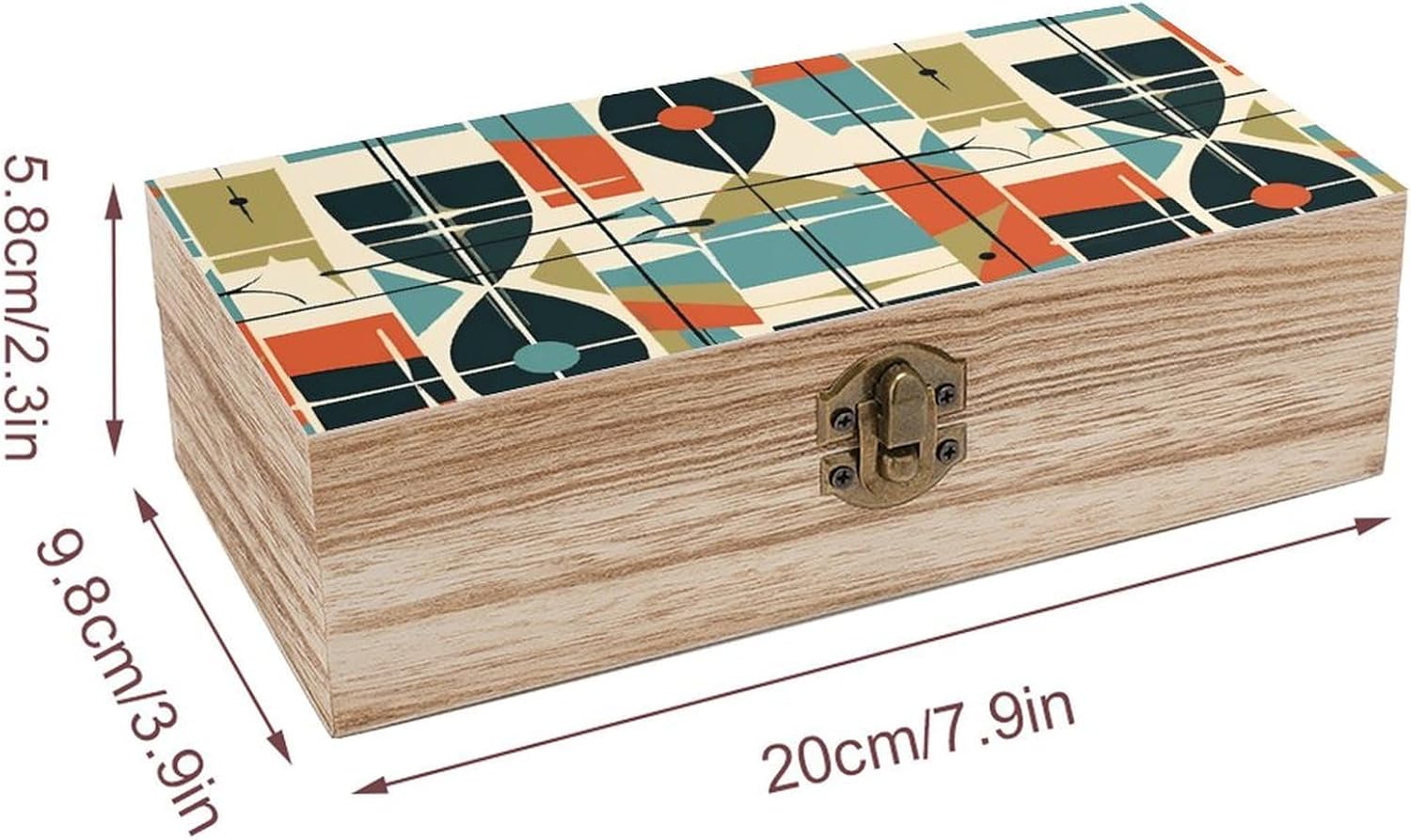 Wooden Storage Box Large Wooden Keepsake Box Modern Mid Century Jewelry Box with Lid And Front Clasp Office Desk Organizer Bins Wood Gift Box Decorative Wood Box for Crafts image 2