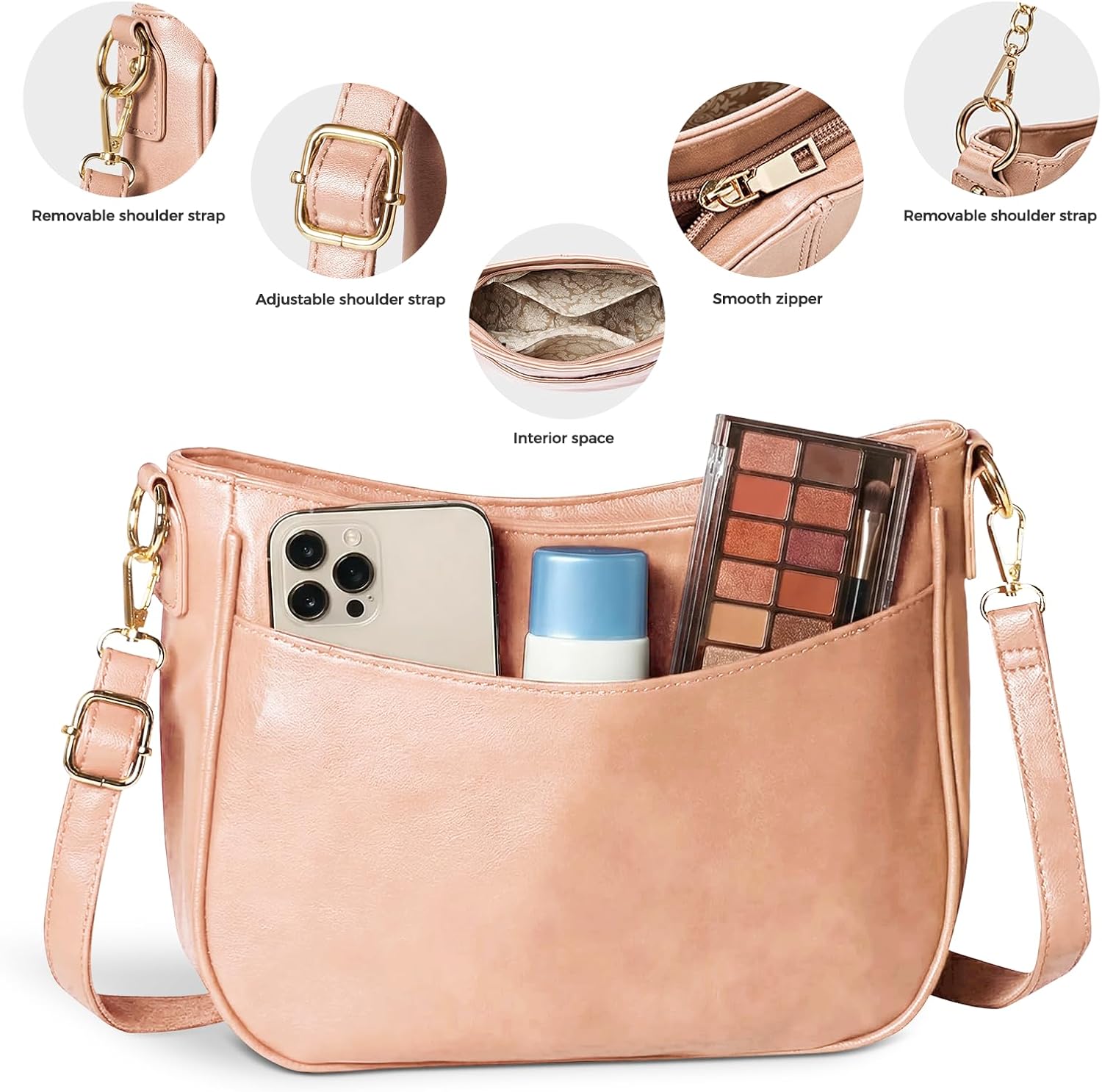 Shoulder Bag for Women, Vegan Leather Classic Crossbody Purses Handbags, Trendy Hobo Bag Tote Purses for Women