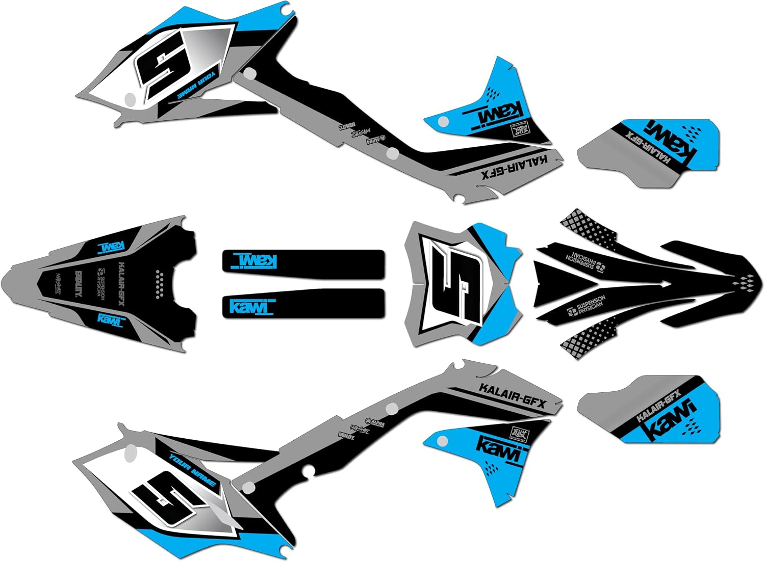 Graphics Kit for Kawasaki KX450F (2016-2018) Venom Series Gray 16 Mil-Dirt Bike Custom Racing Graphics Decals Stickers Kit, no-Plastics