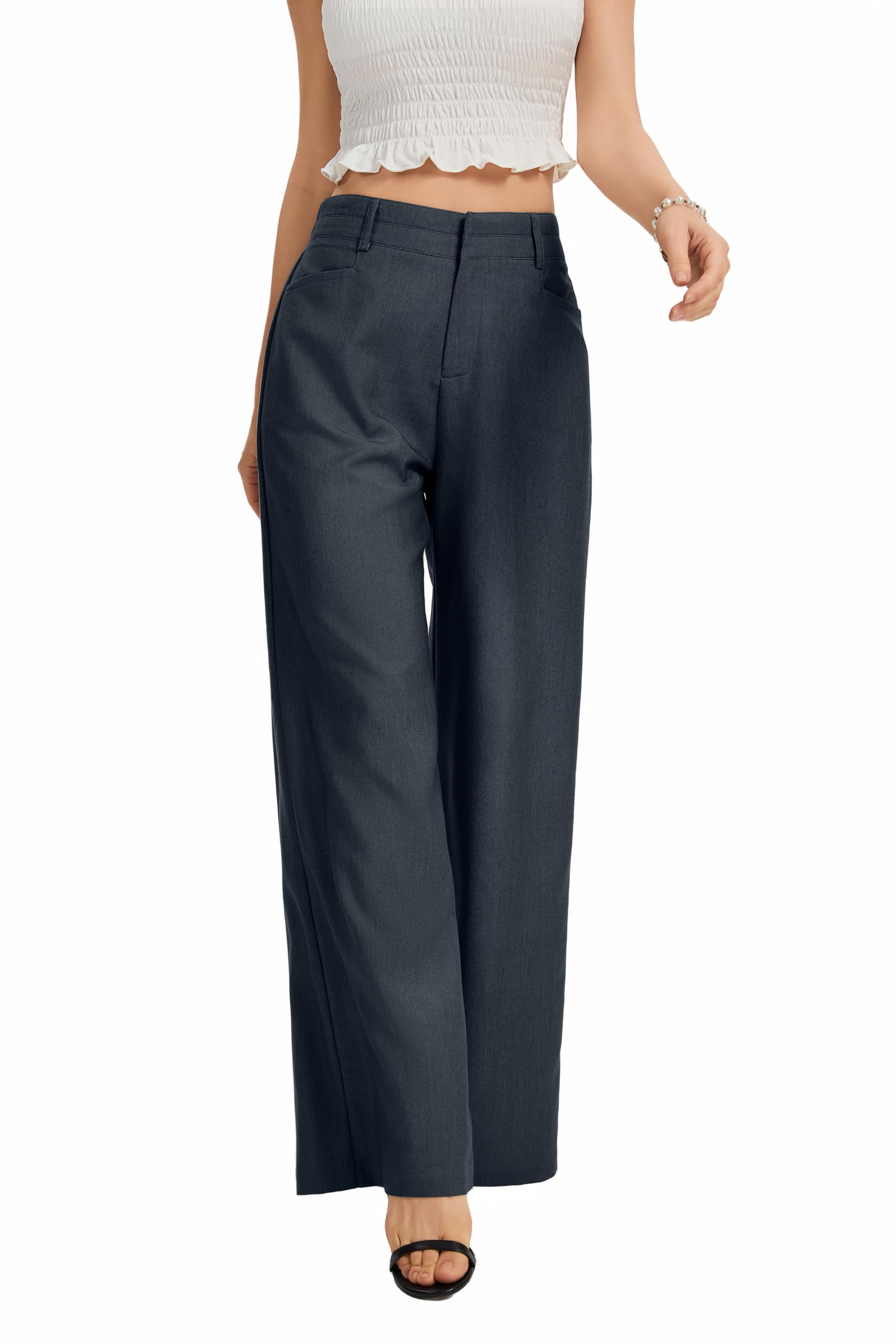 FUNYYZO Wide Leg Dress Pants for Women Work Slacks Business Casual Outfits