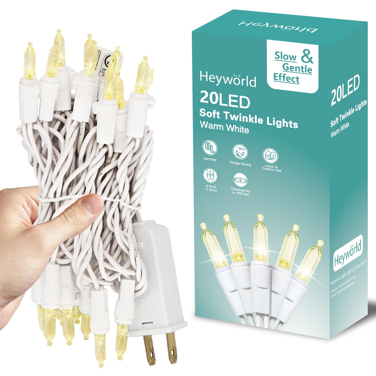 Soft Twinkling Christmas Lights Mini String Lights Random Twinkle Lights on White Wire Cord, 20 of 20 Lights Twinkle, UL Approved for Indoor Outdoor Decoration (1, 20 led)