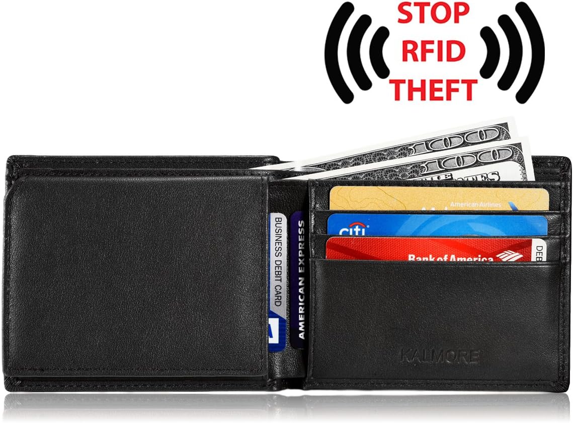 KALMOR Men's RFID Blocking Extra Slim Multi-Card Leather Bifold Pocket Wallet with Id Window - Image 3