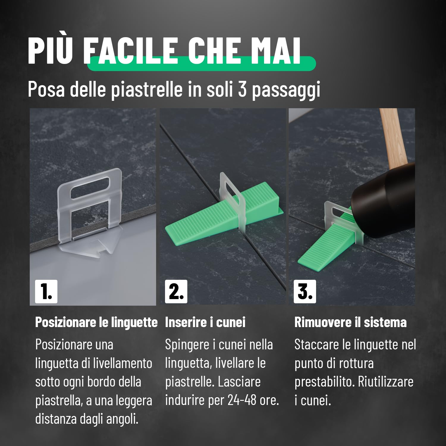 greate 1000 Clips per Sistema di Livellamento piastrellisti 2mm - Ricarica per la Posa delle Piastrelle - distanziatori per piastrelle 2 mm, livellatori per piastrelle