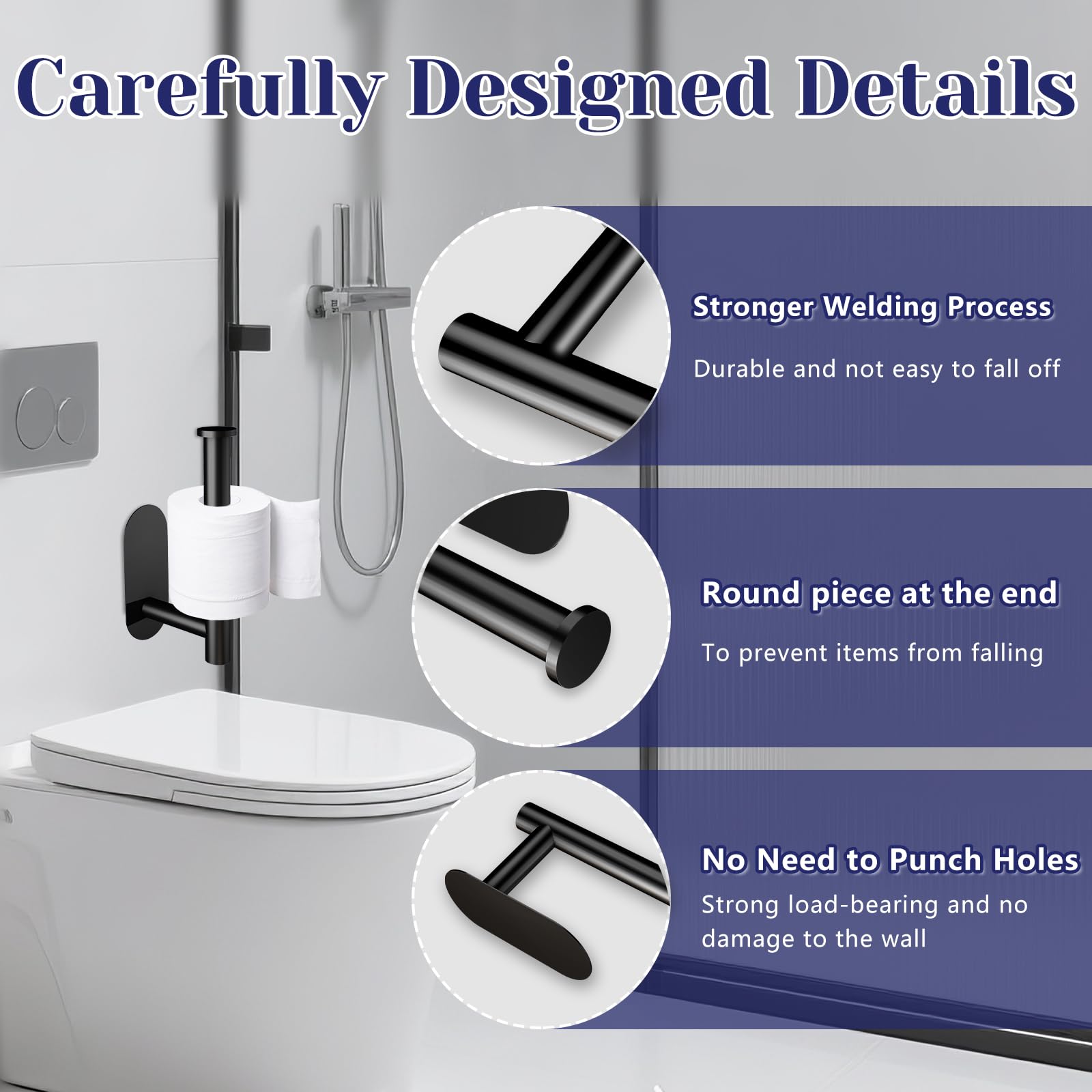 Toilet Paper Holder, Self Adhesive Toilet Paper Holder Wall Mount — Amazon image 3