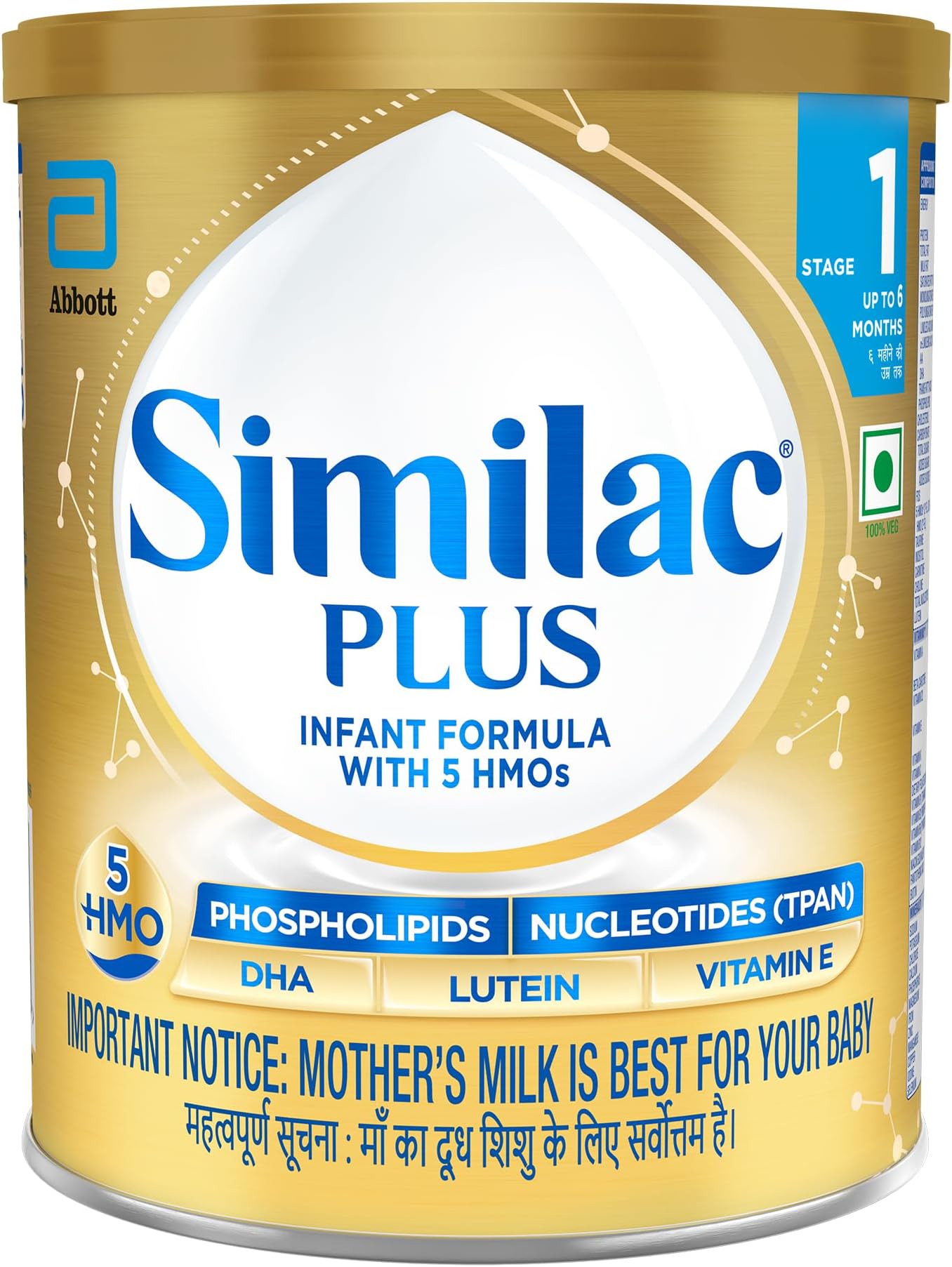 Plus Stage 1 Infant Formula, Up to 6 Months, 400g Tin, with HMO, Supports Baby's Immunity and Brain Development, Powder