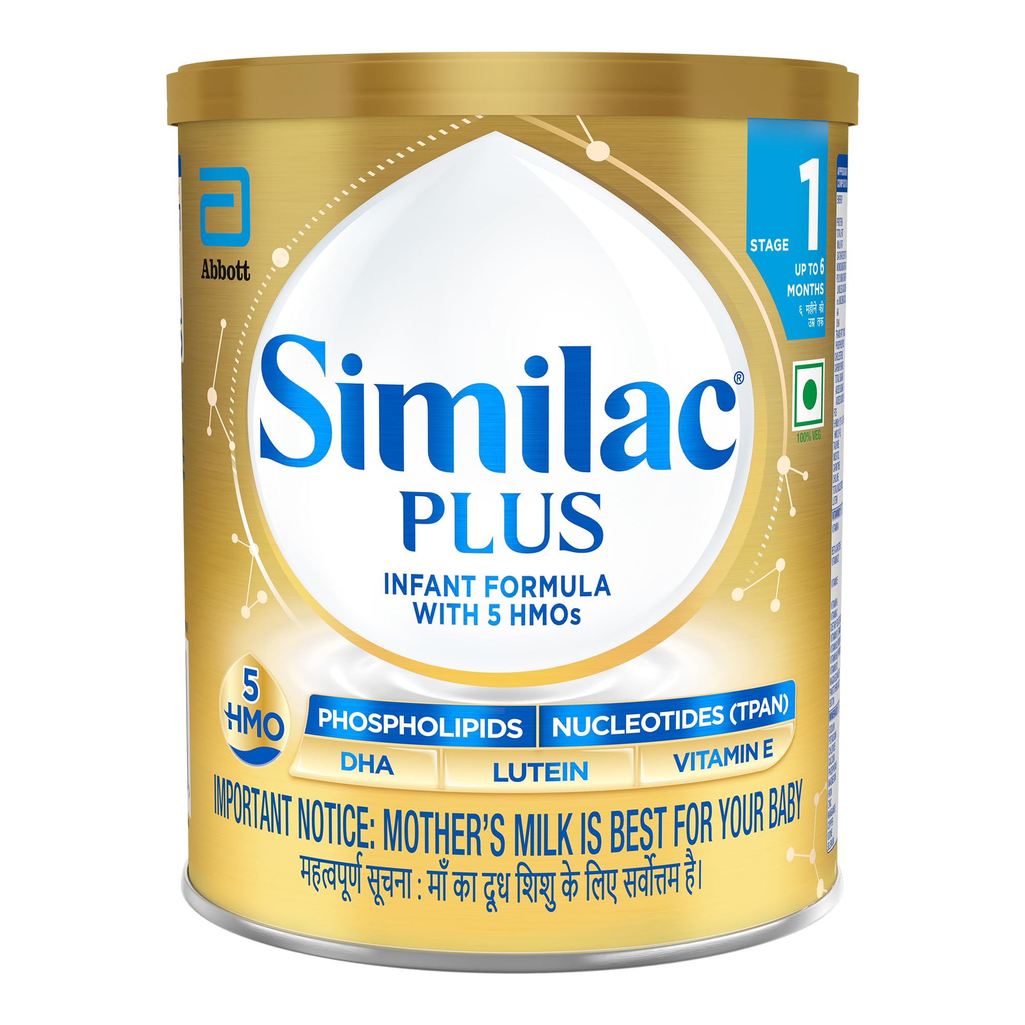 Similac Plus Stage 1 Infant Formula, Up to 6 Months, 400g Tin, with HMO, Supports Baby's Immunity and Brain Development, Powder-image-2