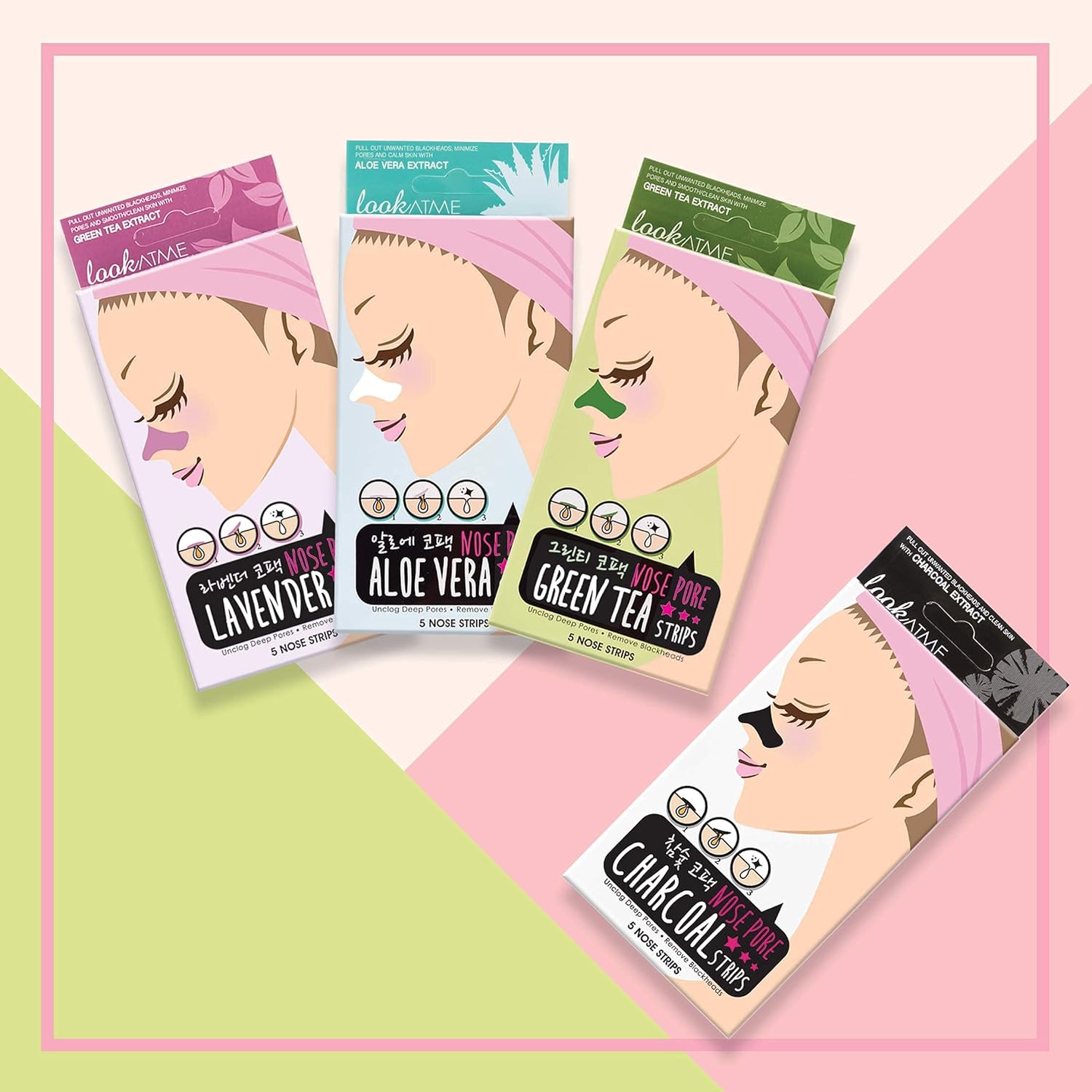 Look At Me Nose Pore Strips (4-Pack, 20 Nose Strips). Korean Skin Care Blackhead Remover. K Beauty Blackhead Strips for Nose and Face, Black Head Strips Women. Acne Mask for Blackhead Removal. (Combo) : Beauty & Personal Care