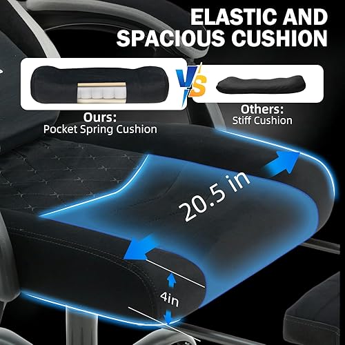 Miniatura 6 de ECOTOUGE Fabric Gaming Chair, Video Game Chair with Footrest and Lumbar Support, Adjustable Height Home Desk Office Chair, Ergonomic Comfort Gamer