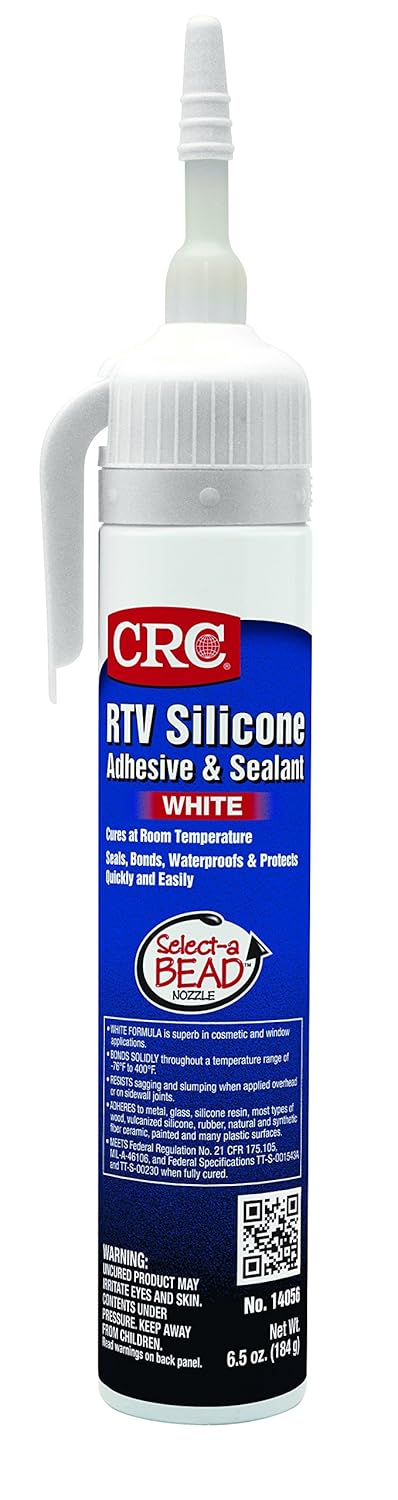 CRC RTV Silicone Sealant 14056 – 6.5 Wt Oz., White, General Purpose High Moisture Gasket Sealant