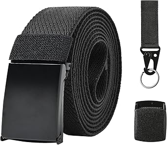 Ratchet Belt for Men Stretch Tactical Belt Nylon Adjustable Plus Size Golf Belts with Metal Buckle Work Travel