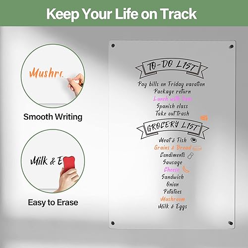 Miniatura 6 de Pizarra acrílica de borrado en seco para pared, 16 x 12 pulgadas, transparente, no magnética, sin marco, pizarra blanca portátil en blanco, pizarra