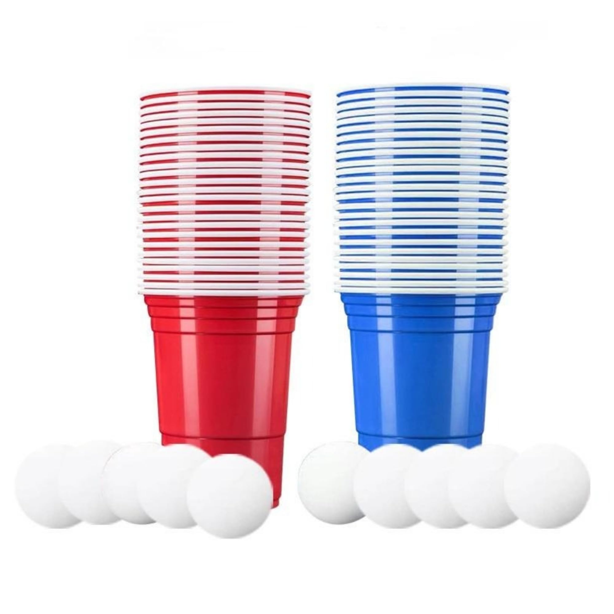 Beer Pong Game Set -Party Pack,24-Piece Set including 16oz Blue and Red Plastic Cups, Perfect for Students Birthdays