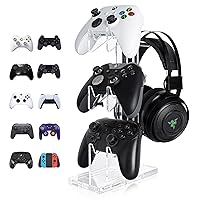 Vista 11 de OAPRIRE Headset and Controller Stand, Space-Saving 2 Tier Game Controller Holder, Acrylic Controller and Headset Stand for Desktop, Universal Design