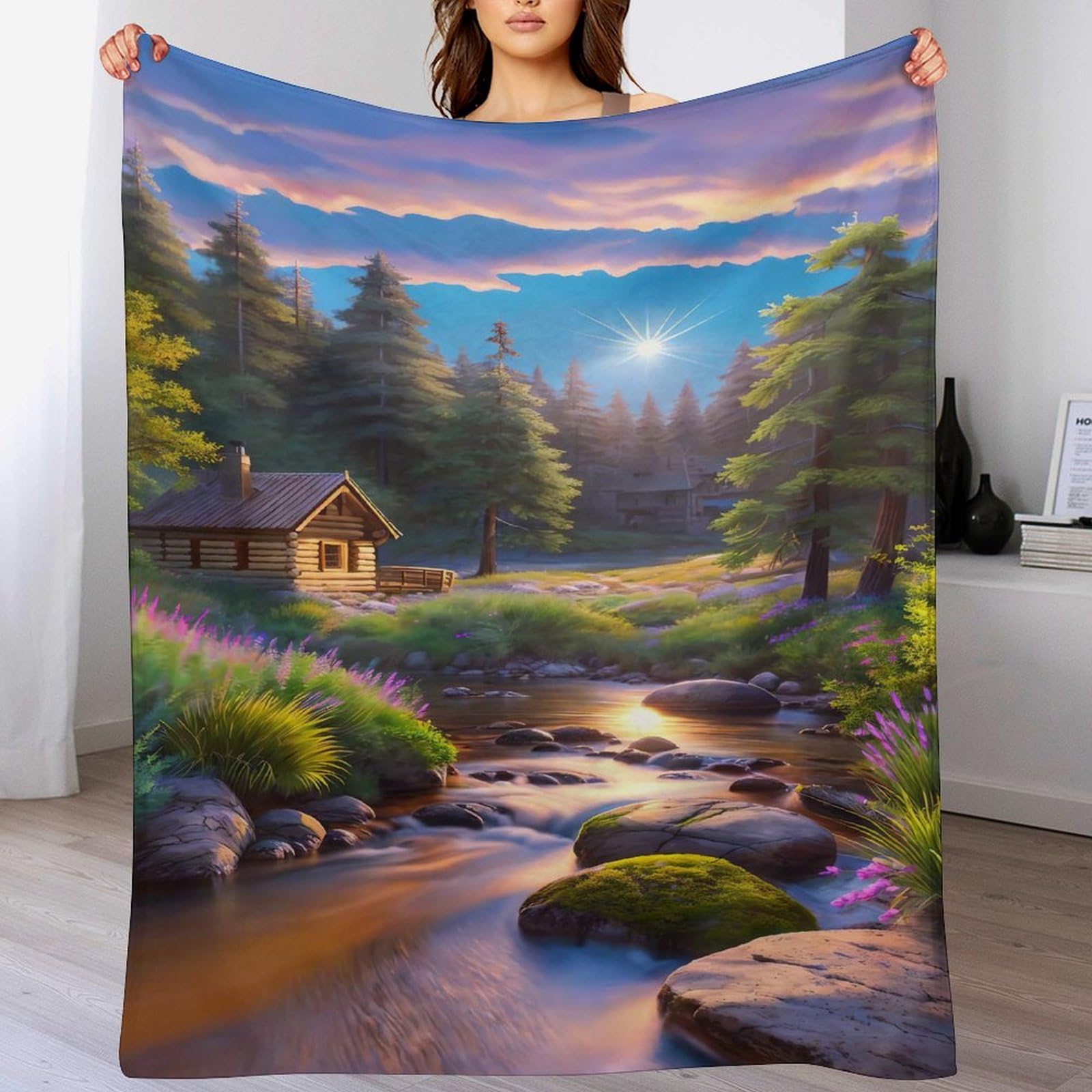 Couverture en flannel doux anti-peluche grand plaid lit 180x200cm