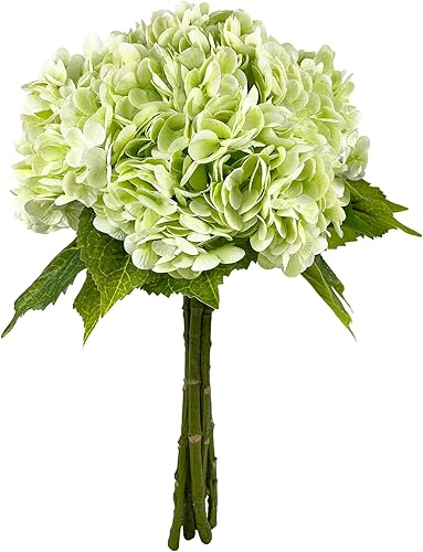 Miniatura 8 de Flores de hortensias artificiales rosas de 21 pulgadas, 5 piezas, flores de seda de hortensias falsas para centros de mesa de boda, ramos de flores