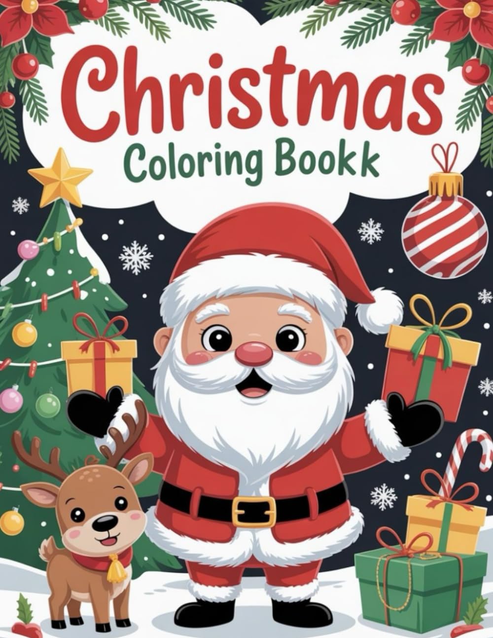 Christmas Coloring Book for Kids Ages 4–8: Fun & Easy Santa, Reindeer, Snowmen,