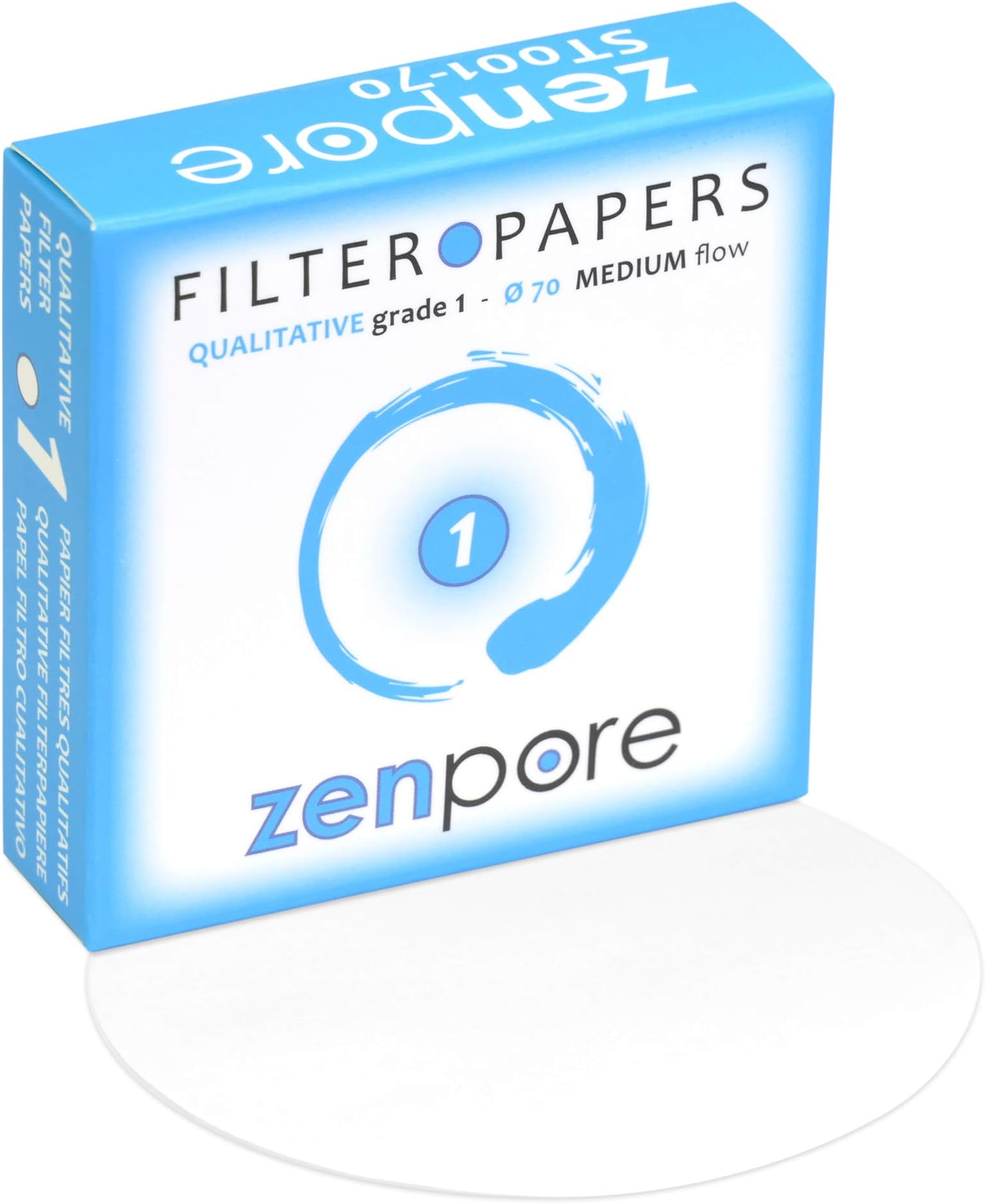 7 cm Lab Filter Paper, Standard Qualitative Grade 1 - ZENPORE Medium Flow 70 mm (100 Discs)