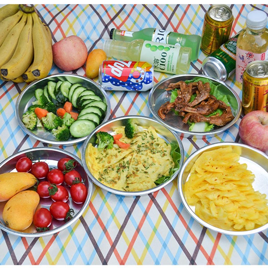Juego de 5 platos de camping al aire libre | Recipiente de aluminio para alimentos para barbacoa | Apilable y peso | Bandeja de picnic para senderismo y viajes