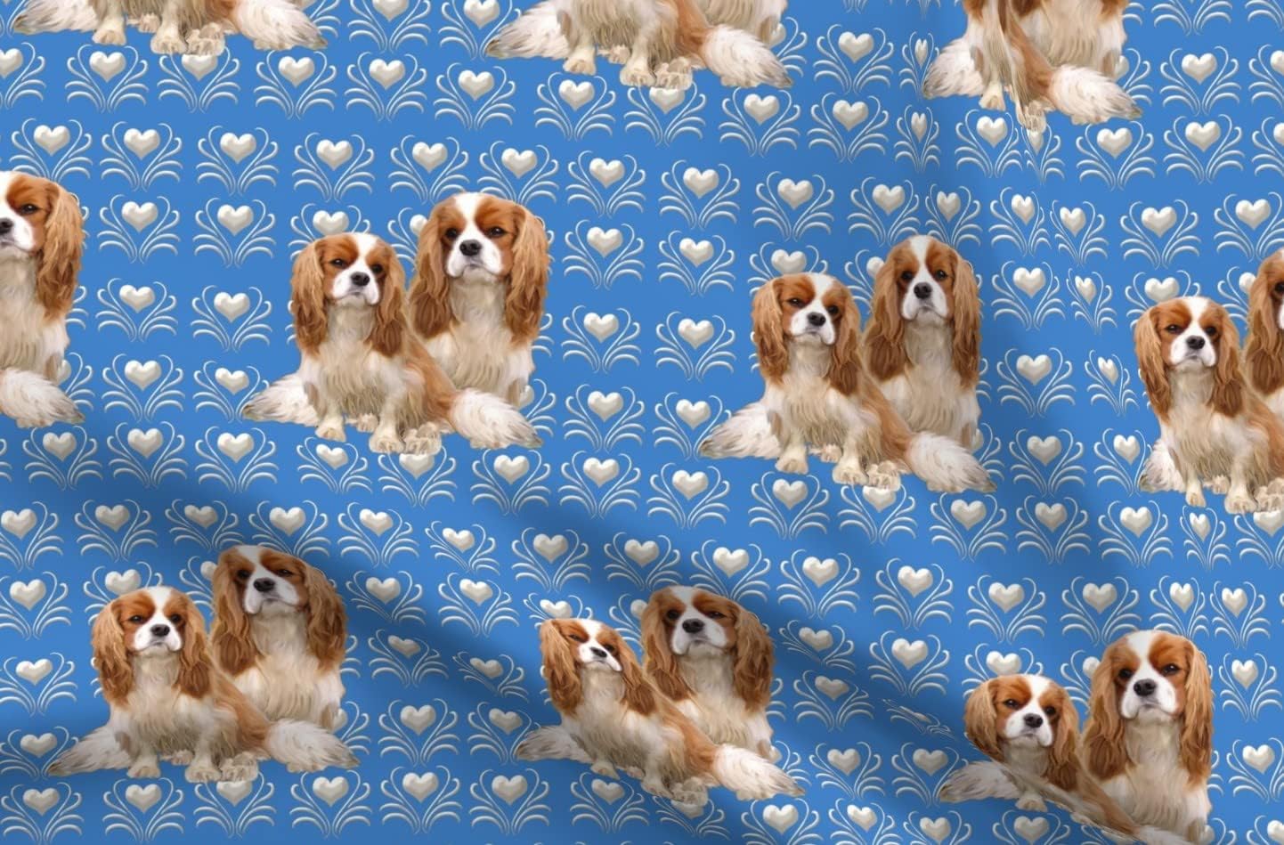 Spoonflower Fabric - Cavalier King Charles Spaniel Dogs Dog Breed Printed on Upholstery Velvet Fabric Fat Quarter - Upholstery Home Decor Bottomweight Apparel