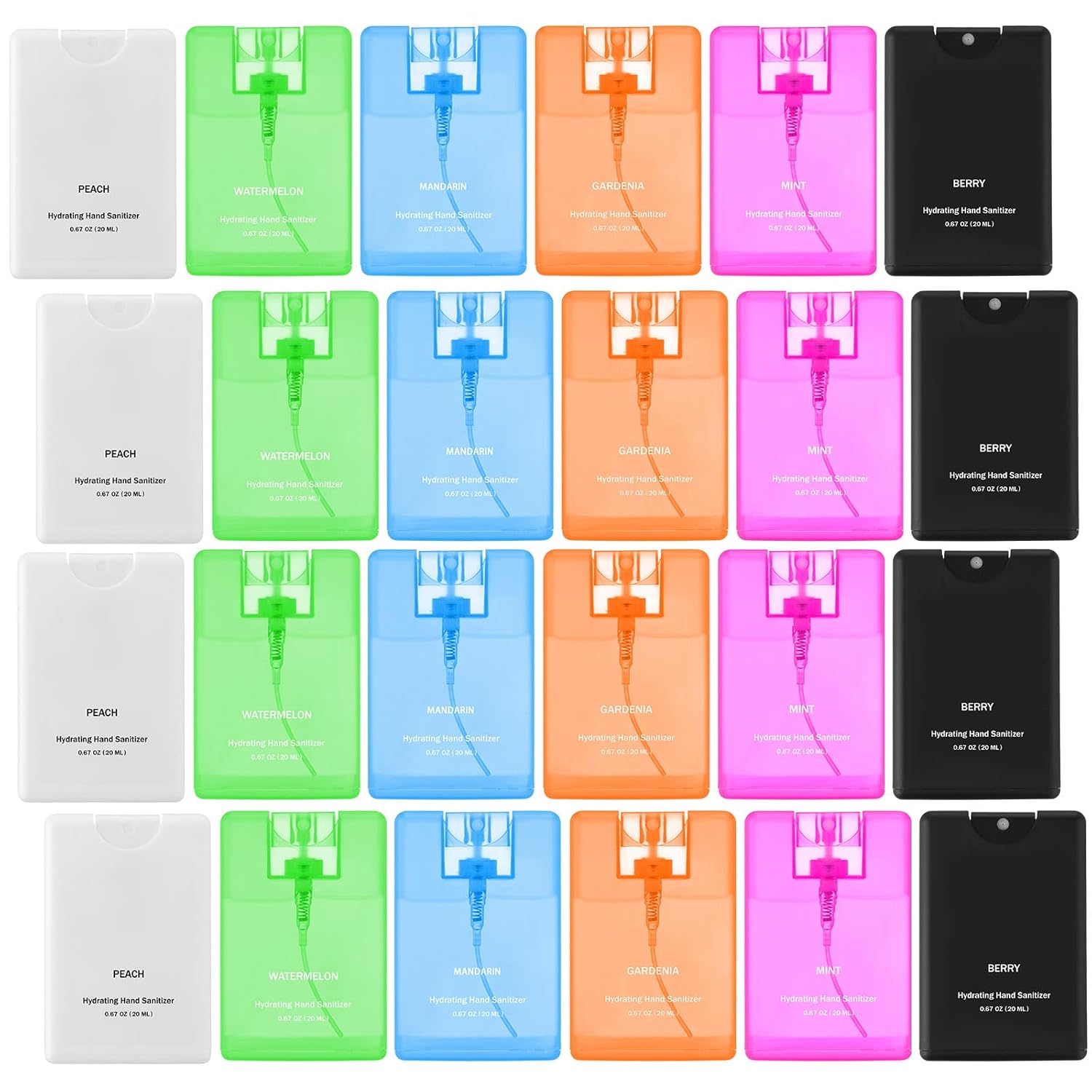24 Pack Hand Sanitizer Spray Bulk Employee Appreciation Travel Size Hand Sanitizer Teacher Appreciation Week Gift Mini Pocket Spray Gifts for Mother Day Coworker Teacher(Clear,Vivid Style)