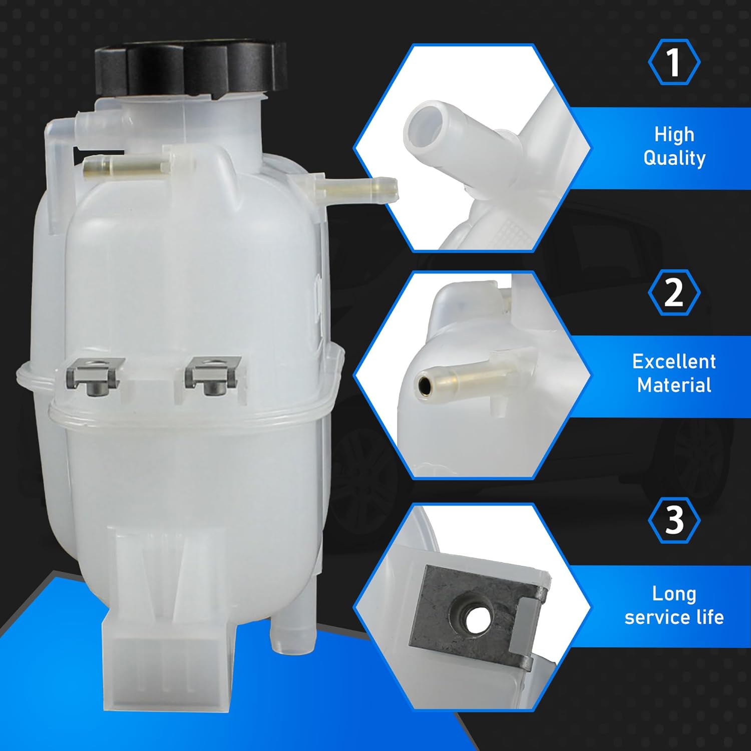 Engine Coolant Expansion Reservoir Tank With Cap Replacement Compatible With 2013 2014 2015 Chevrolet Spark 1.2L Radiator Recovery Tank Replaces 95352005 42620261 13502354 3014153 603-843