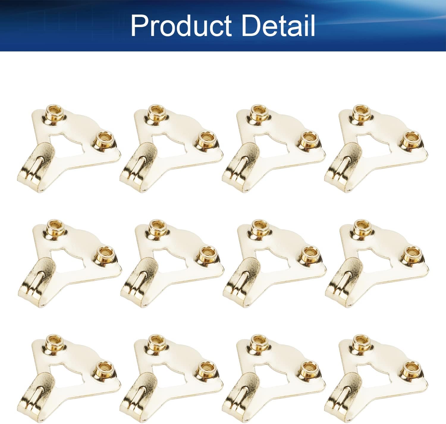Picture Hangers 1.2mm Thick Picture Hooks with Nails Professional Picture Hanging Kit, for Office Pictures House Decoration Clock Wall Mounting Brass Tone 30pcs