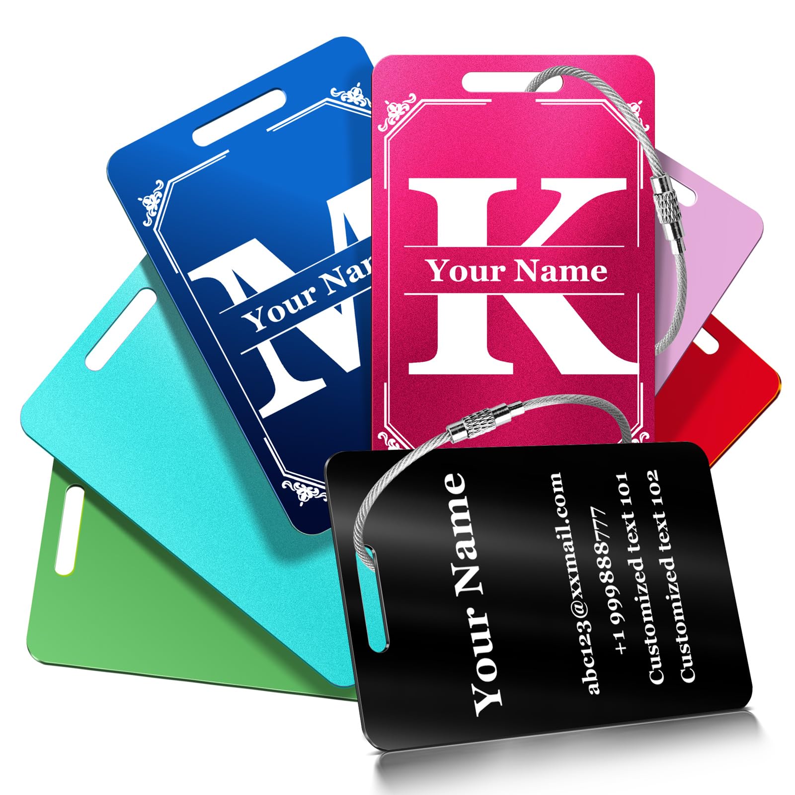Amazon.com: DZIGNIQ Personalized Initial Luggage Tags - Metal
