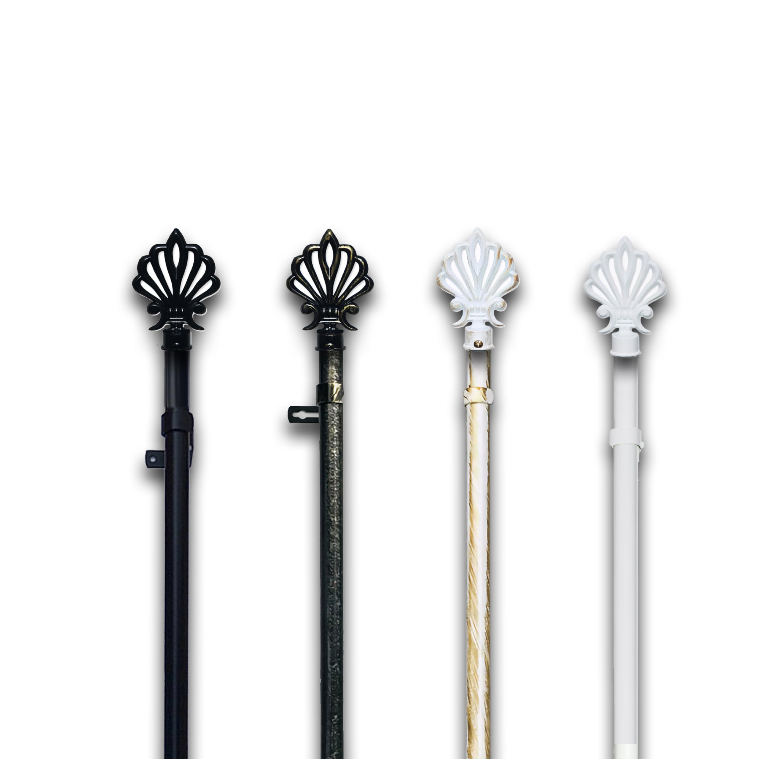 Bastone Tenda Estensibile GD LOVES - Ferro Antichizzato Shabby Chic | 120-210 Cm Con Anelli Scorritenda | Bianco - Foto 4