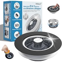 Hibbent 3 in 1 Kitchen Sink Drain Strainer, Stainless Steel Pop Up Stopper