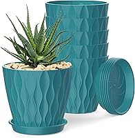 Vista 26 de Macetas SQKH de 4 pulgadas, juego de 6 macetas de interior, macetas con agujeros de drenaje y bandejas para orquídeas, violetas, suculentas, hierbas