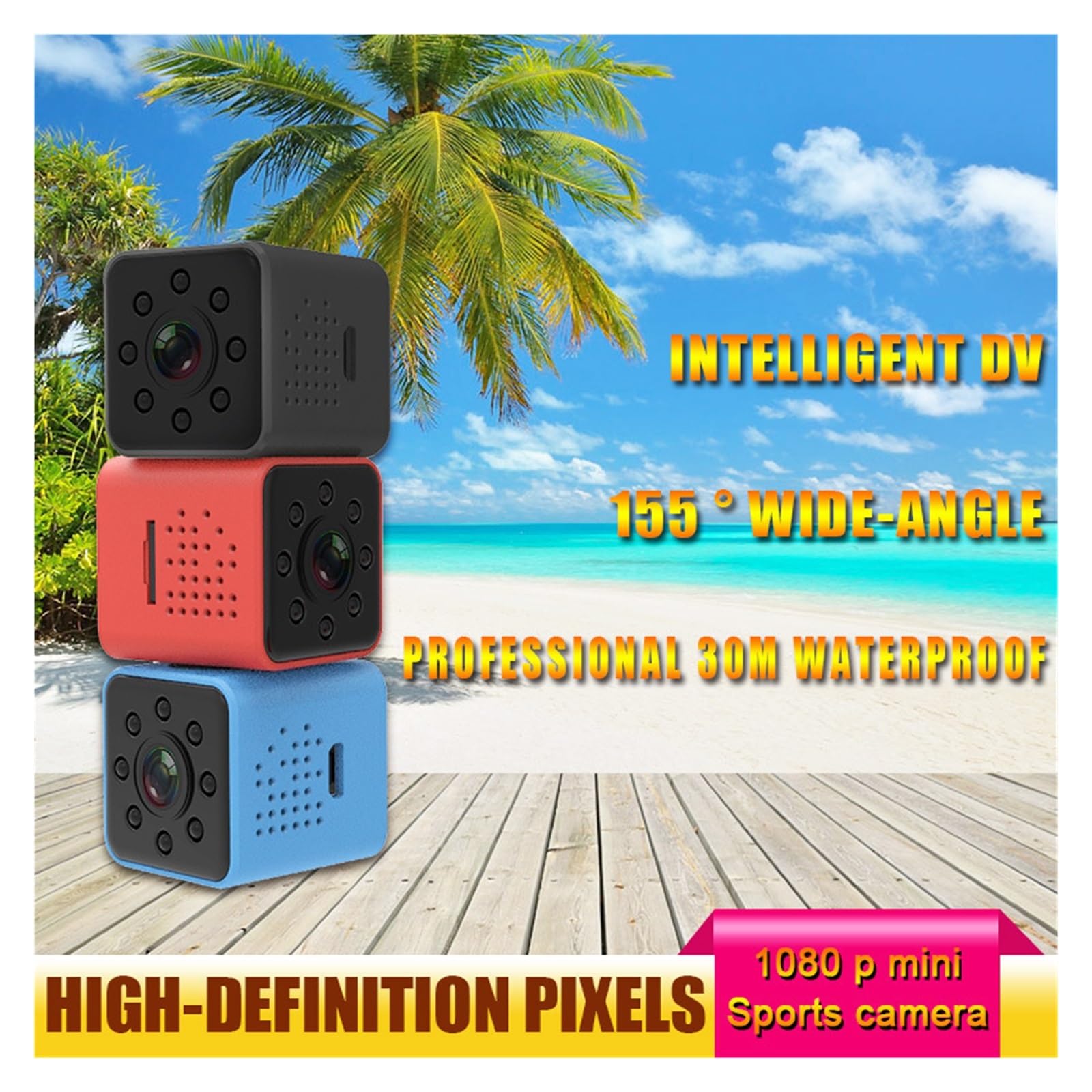 Camcorder Impermeabile WiFi Cam Small Sports Camera 1080P Full HD DVR Record Night Vision Action Cam Chiarezza Precisa(Only Cam,Waterproof SQ23)