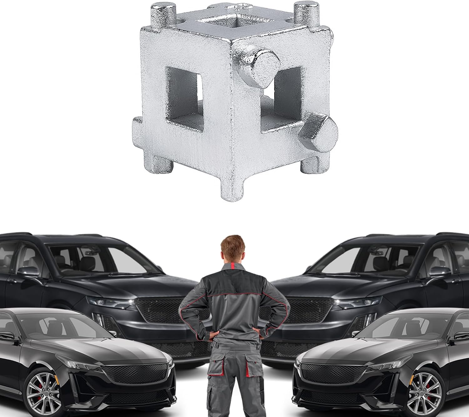 Car Cube Brake Caliper Compression Tool, Steel Brake Caliper Compression Tool Adapter, Brake Piston Caliper Compressor Tool Kit, Universal for Car Rear Disc Brake Machine