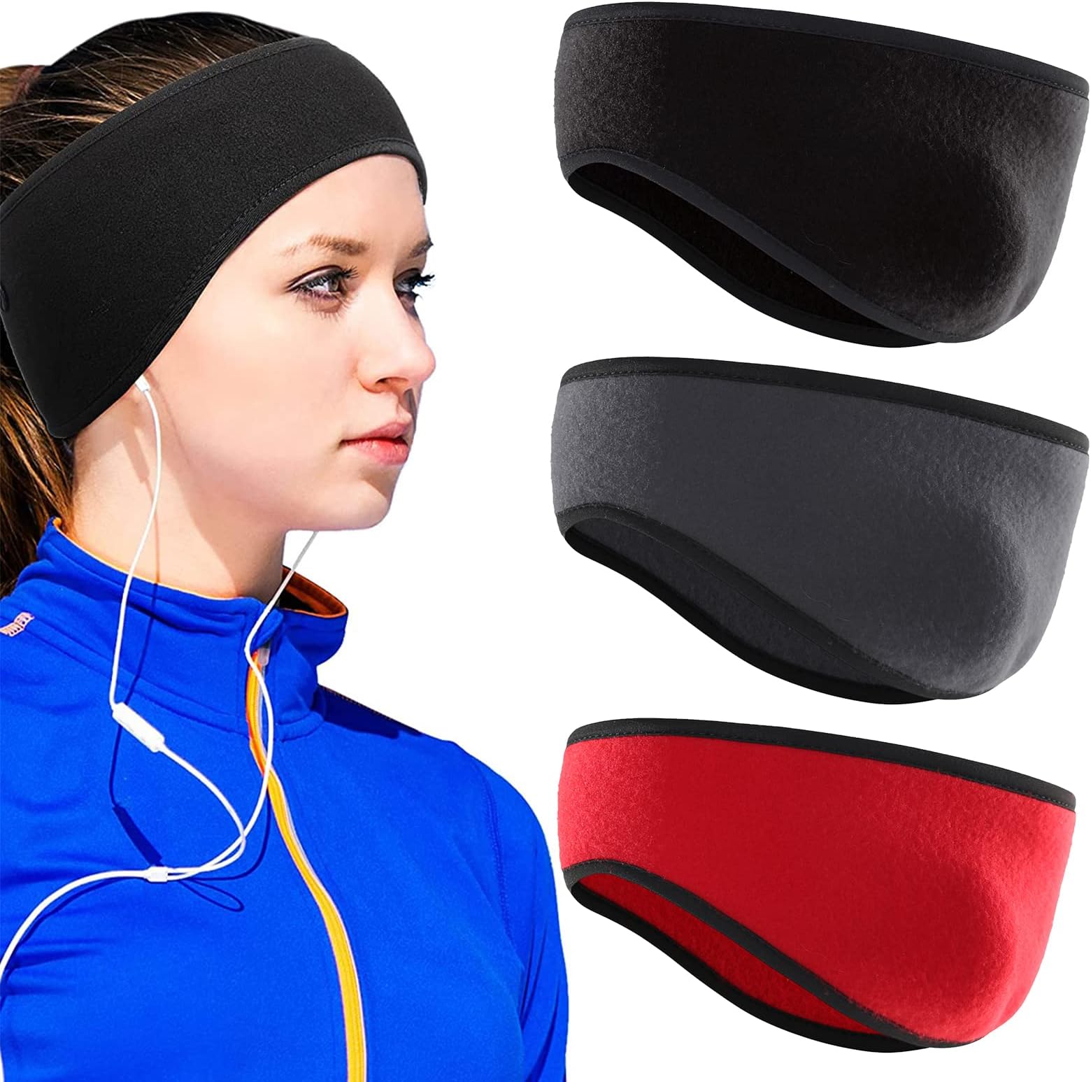 HelweetMen's Winter Headband, Women's Sport, Earmuffs Headband, Ear Warmer Headband, Sports Headband, Ear Protection Headband, Sports Headband for Men and Women, Pack of 3