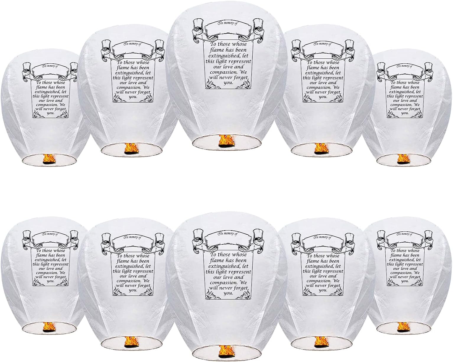Chinese Sky Lanterns -10 Pack No Assembly Required, Biodegradable Environmentally Friendly Beautiful for Special Occasions, Weddings, Chinese Festival, Memorials Etc.