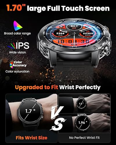 Miniatura 3 de Relojes inteligentes militares para hombres, reloj inteligente con batería de 1000 mAh, respuesta, llamadas de marcado, rastreador de fitness,
