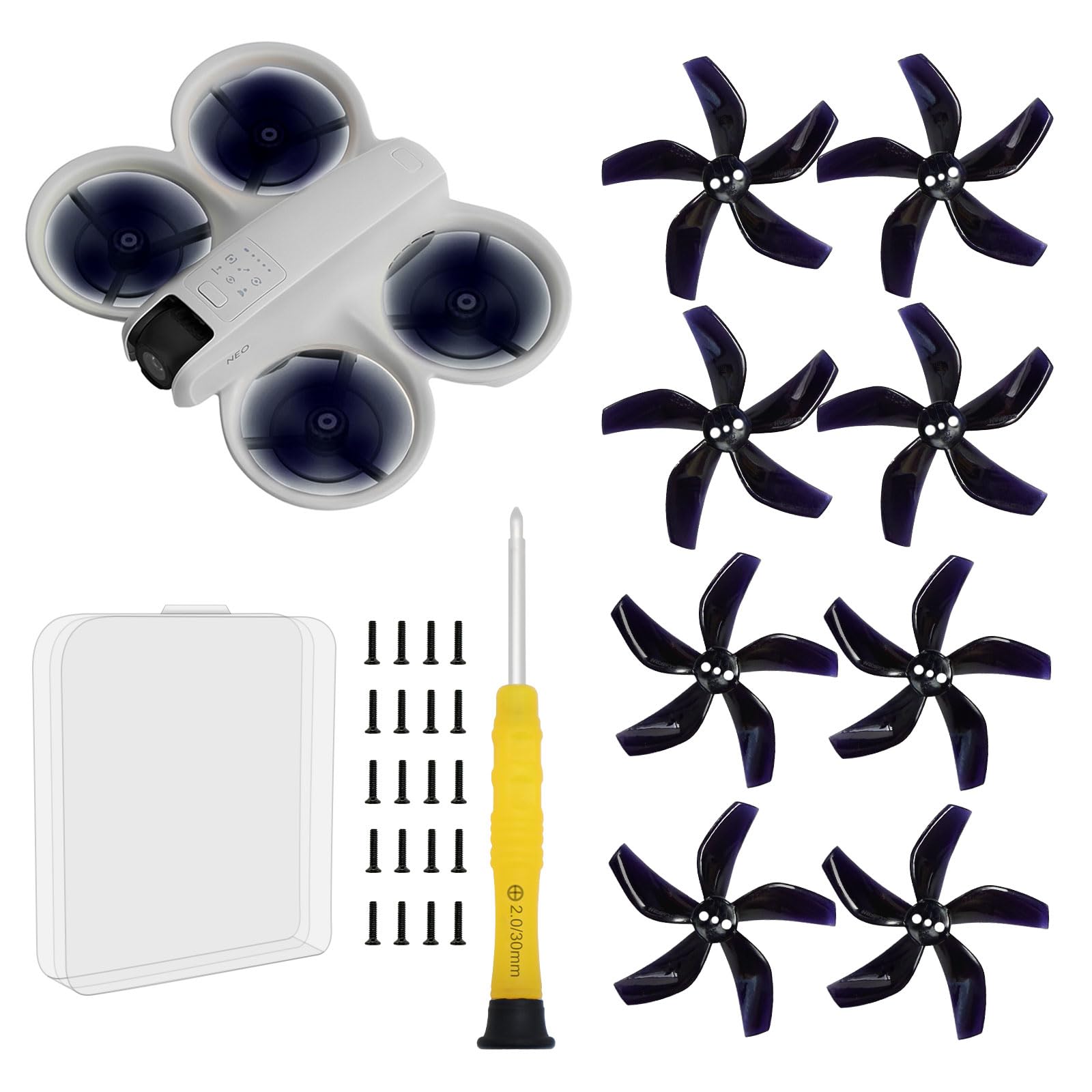 Pidynx (Improved Version, Including Screws)-Drone Colorful Paddle Propeller for DJI NEO Silent Power Noise Reduction Replacement Traverser Wings Drone Accessories (Mystic Purple)