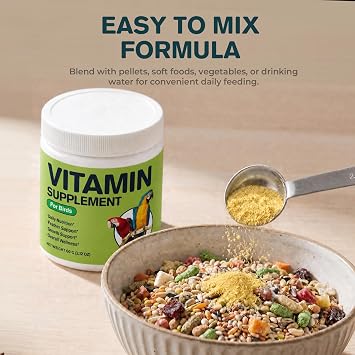 Bird Vitamins Powder for Parrots & Pet Birds, Multivitamin Supplement