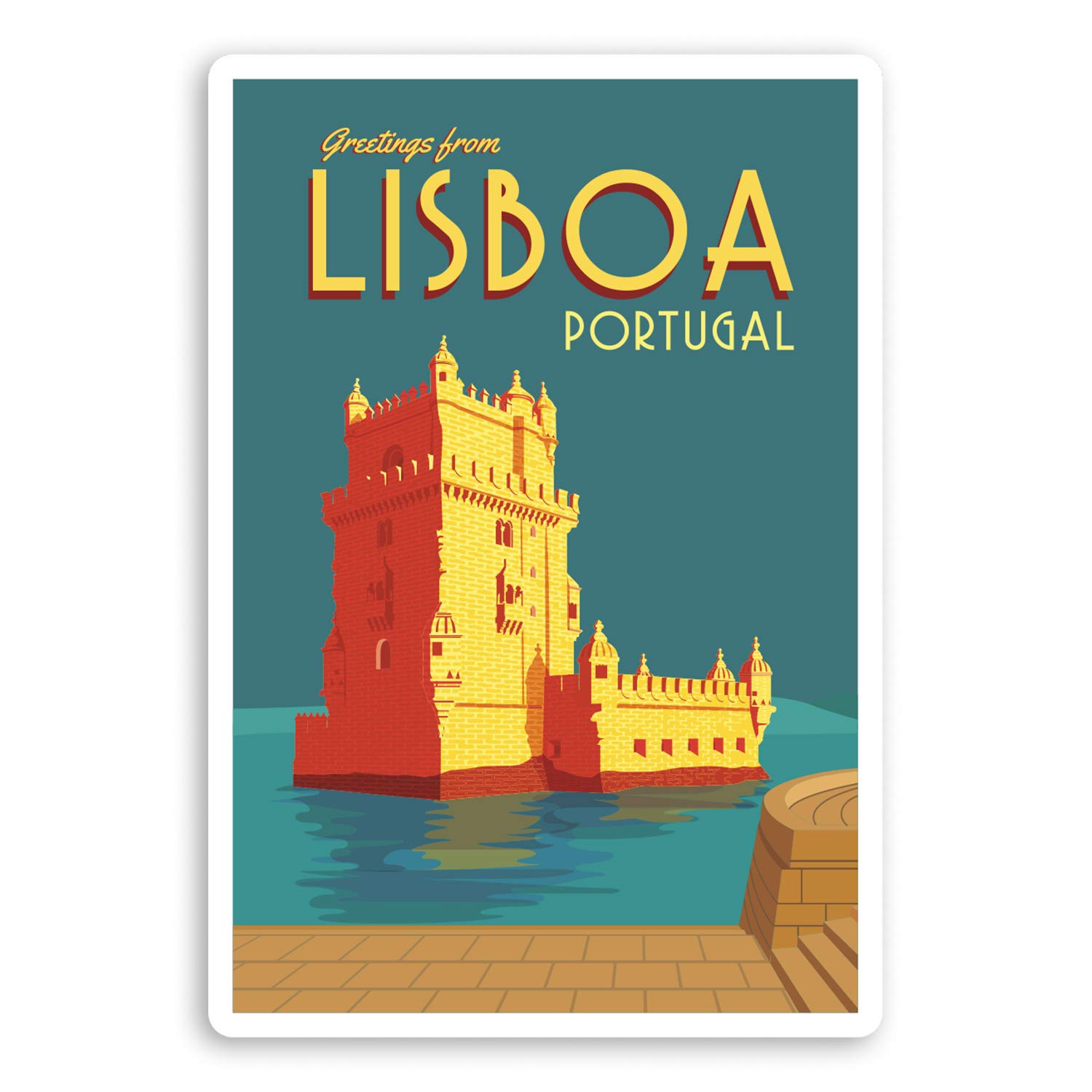 Destination Vinyl Ltd Multi 2 X 10Cm Lisboa Portugal Vinyl Stickers - Travel Luggage Laptop Sticker #31511 (10Cm Tall)