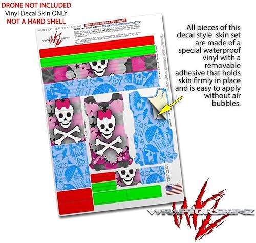 Miniatura 4 de Paquete de 2 calcomanías de piel para DJI Ryze Tello, drone princesa, calavera, corazón, rosa, no incluido