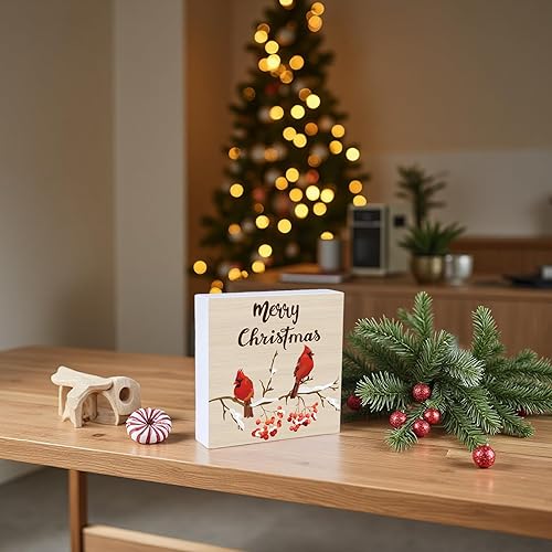 Miniatura 7 de Decoraciones de mesa de Navidad, decoración de Navidad, decoración de interiores, hogar, habitación, cardenales, oficina, baño, caja de madera,