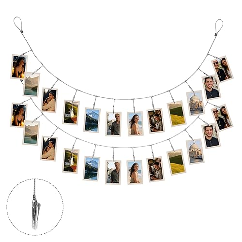 2 Pack Chain Photo Clip Hanging Photo Display Wall Photo