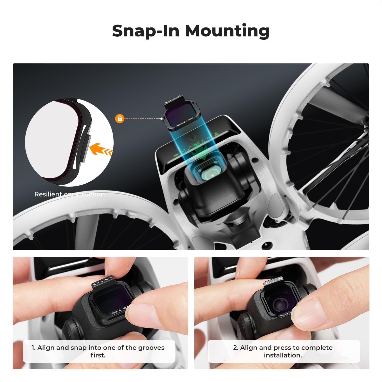 K&F Concept ND/PL Filter Set Compatible with DJI Flip, 4 Pack ND8/PL ND16/PL ND32/PL ND64/PL Neutral Density Polarizing Drone Camera Lens Filters Kit, HD Optical Glass Multi-Coated Drone Accessories