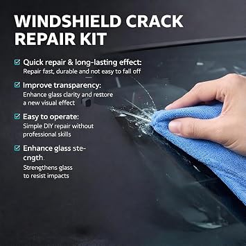 3PCS Car Windscreen Repair Kit,Car Windscreen Chip & Crack Repair Kit,Min Quick Fix with Glass Repair Fluid,Glass Scratch Remover for All Crack Types,Windshield Repair Tool with Glass Repair Fluid