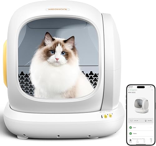 MeoWant Caja de arena autolimpiante para gatos, caja de arena automática extra grande abierta para gatos múltiples gatos, protección de seguridad