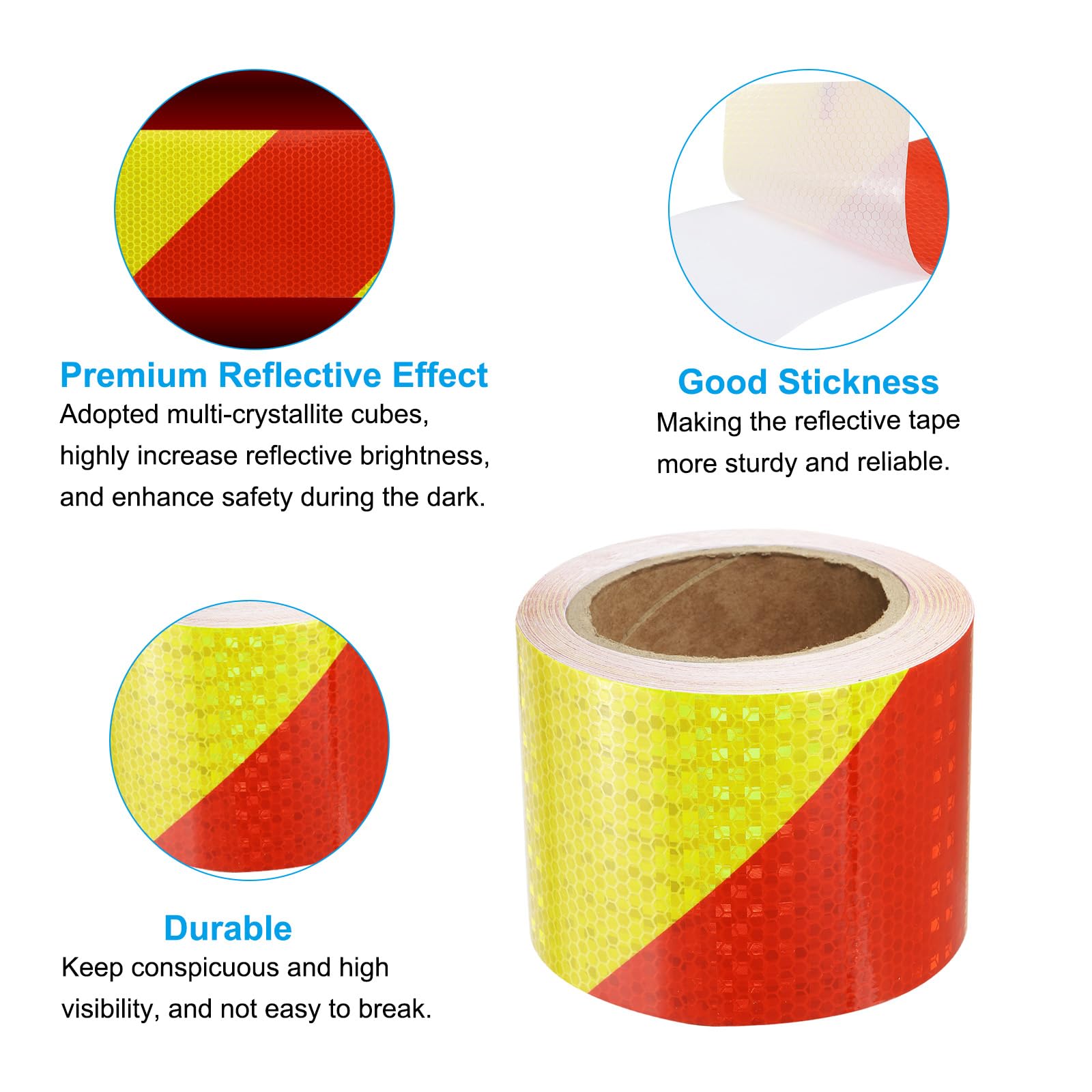 PATIKIL Ruban Réfléchissant Adhésif Fluorescent Jaune Rouge 1 Rouleau 10cm x 20 Mètres Ruban Adhésif Réfléchissant de Sécurité Imperméable pour Camions, Remorques, Voitures